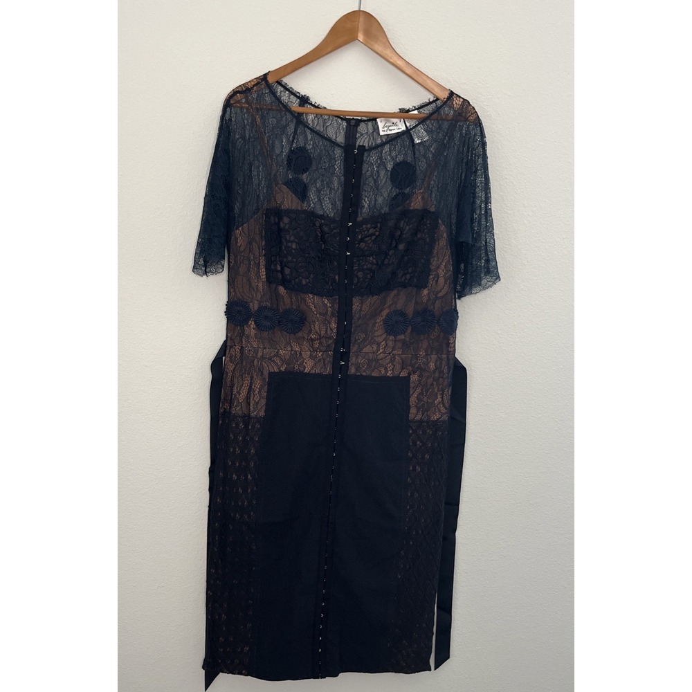 Beguile By Byron Lars Carissima Lace Fitted Snap-Up Cocktail Party Dress Size 12